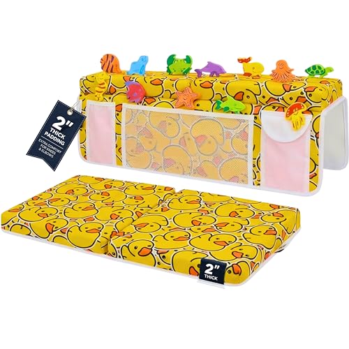 Bath Kneeler and Elbow Rest Pad Set with 8 Suction Cups & Toy Organizer