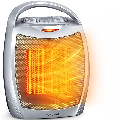 Portable Ceramic Space Heater with Thermostat & Safety Protection