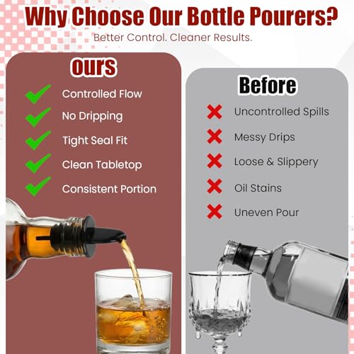 12-Piece Universal Bottle Pour Spout Set with Dust Caps for Liquor and Oil