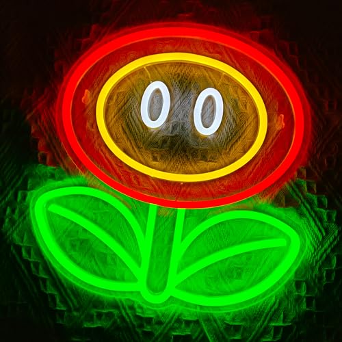 VIKLIU Fire Flower Neon Sign Dimmable Gaming Wall Decor for Man Cave Bedroom
