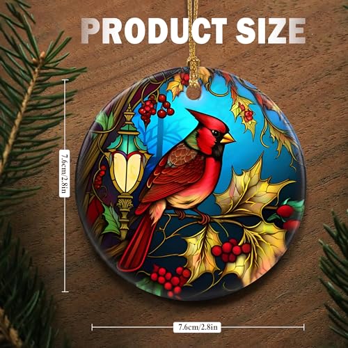 Cardinal Ceramic Christmas Ornament - 2.8-Inch Holiday Keepsake Gift