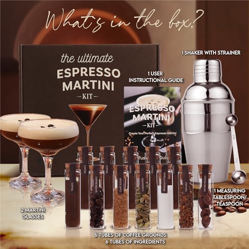 Espresso Martini Cocktail Kit Gift Set with Glassware & Ingredients