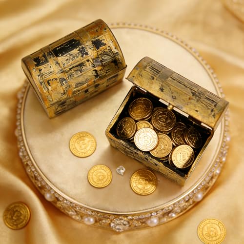 20 Pcs Mini Plastic Pirate Treasure Chests, 1.5 Inch Vintage Party Favors