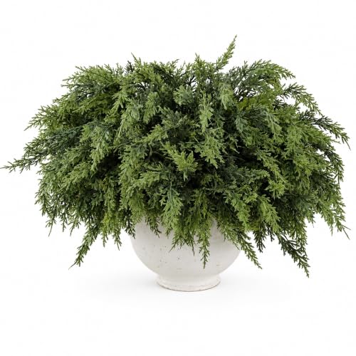 GlimLit 12Pcs 18in Real-Touch Cedar Branches - Green, Artificial Foliage