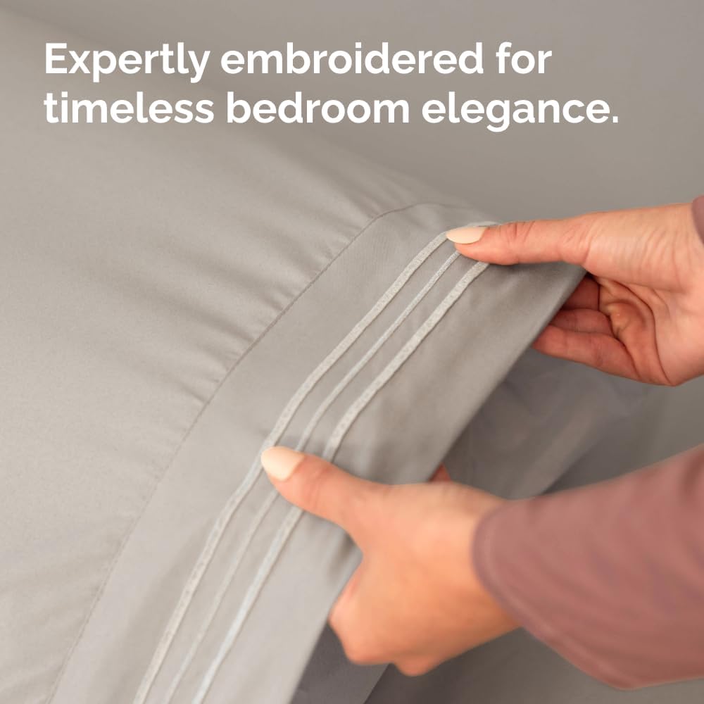Skiennix Body Pillowcases Set of 4 | Soft, Breathable 20x54 Long Pillow Covers - Fade-Free & Machine Washable (Light Grey)