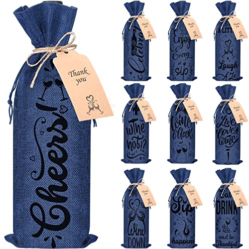 Shappy Royalblue Christmas Wine Bags Set with Cards, 10 Pieces