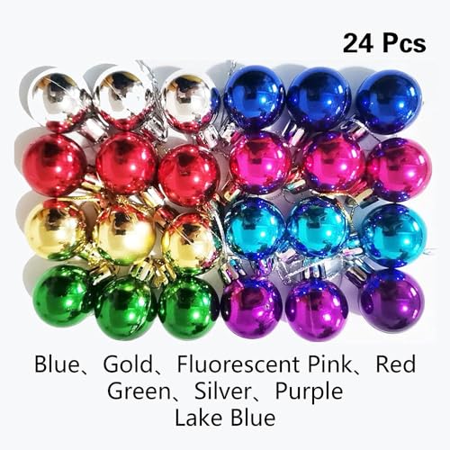 1.2-Inch Mini Christmas Ball Ornaments - 24-Pack Glitter Holiday Decor