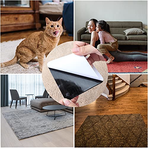 Non-Slip Rug Grippers for Hardwood Floors - 10-Pack Anti-Curling Carpet Tape