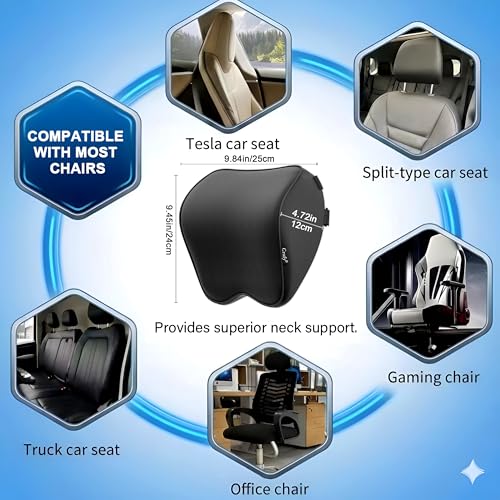 2-Pack Car Neck Pillow Set with Adjustable Straps - Memory Foam