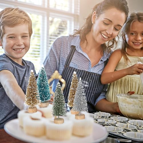 Christmas Tree Cake Decorations - Design 17, 12 Pack Miniature Artificial Cedar Trees