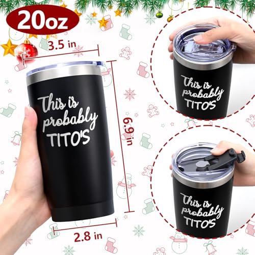 20oz Insulated Titos Vodka Travel Tumbler - Black, Funny Gift for Men Dad Husband Coworkers