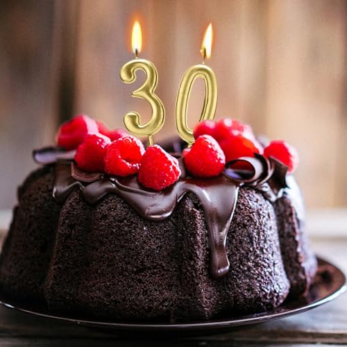 Champagne Gold Numeral Birthday Candles (0-9 Set) for Cake Decorating