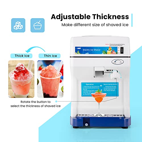 VIVOHOME Electric Ice Crusher Shaver 260 lbs/hr Commercial Snow Cone Machine Blue