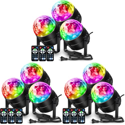 NEQUARE 9-Pack Disco Ball DJ Party Lights 7 Modes, Remote, Sound Activated Stage Lights
