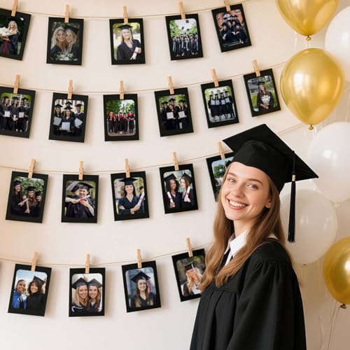 30-Piece Paper Picture Frame Set 4x6 Inch with Jute String and Wooden Clips