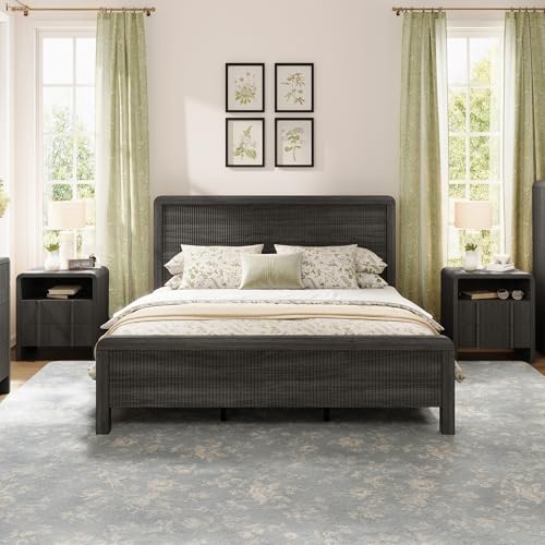 3-Piece Modern Fluted Full Size Bedroom Furniture Set with Nightstands