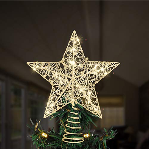 Toyvian Christmas Glitter Poinsettia Topper with Stems and Clips, 12 Pcs