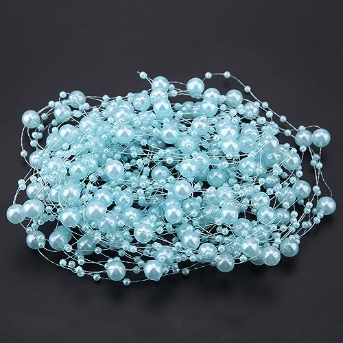Beufee Blue Artificial Pearl String Beads Garland 10m Wedding Party Decor