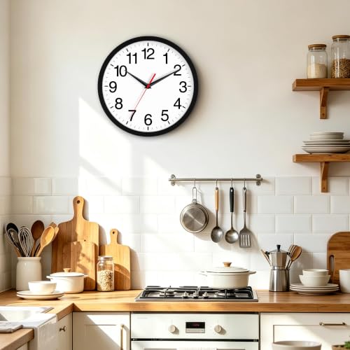 10-Inch Silent Wall Clock - Non-Ticking Battery Operated Analog Clock