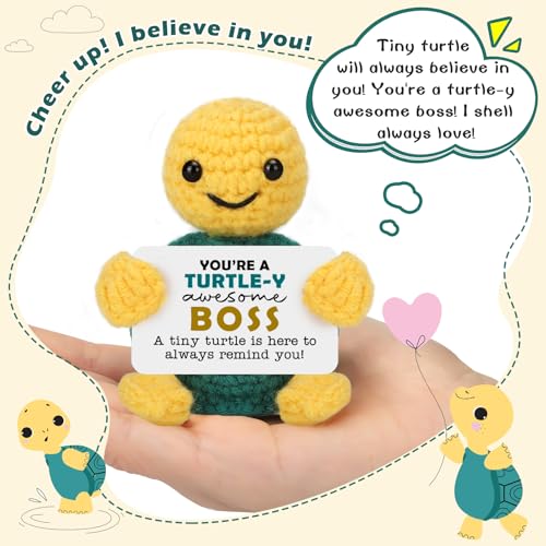 Handmade Crochet Turtle Boss Gift - Cute Desk Decor for Office Appreciation