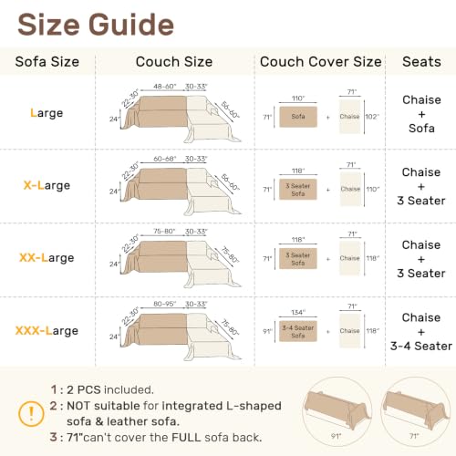 2-Piece L-Shaped Sectional Sofa Cover - Thick Washable Chenille (XL, Dark Gray)