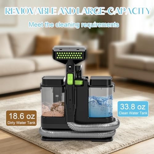 Portable Carpet and Upholstery Cleaner, 18Kpa Deep Cleaning Machine for Rugs
