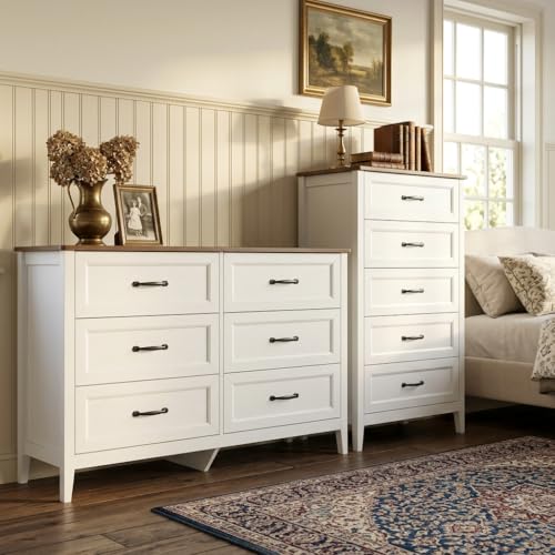 2-Piece Bedroom Dresser Set with 5-Drawer and 6-Drawer Wood Chests