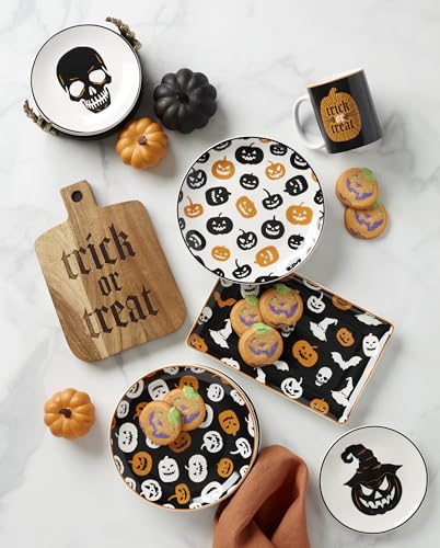 Halloween 8-Inch Porcelain Accent Plate Set, 4-Piece Appetizer Set