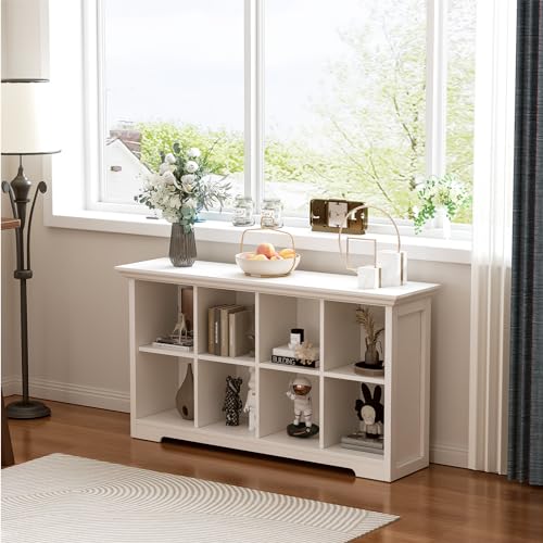 8-Cube Open Bookcase, 2-Tier Low Storage Cabinet with Curved Base