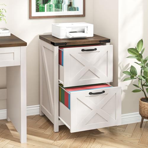 2-Drawer Farmhouse File Cabinet with Wooden Top for Home Office