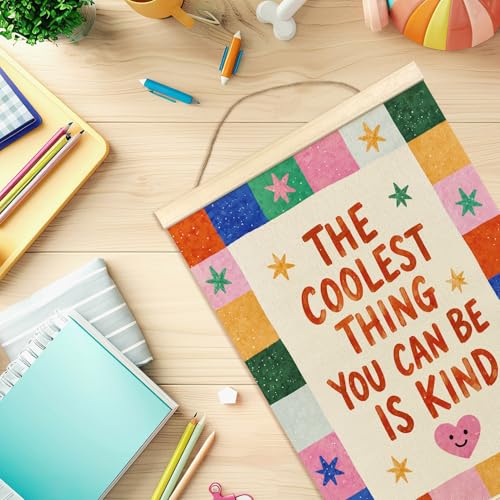 Inspirational Classroom Wall Art Poster with Hanging Frame 12x16 Inch