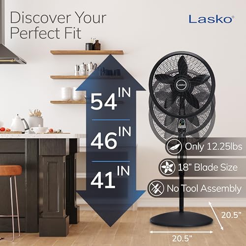 Lasko Cyclone Oscillating Pedestal Fan with Remote Control, 18" Blade, 54"