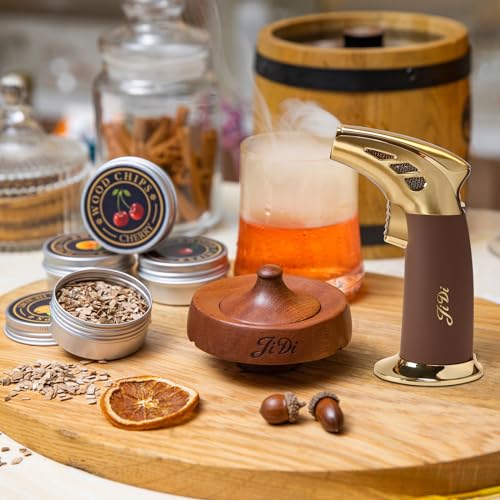 JIDI Whiskey Smoker Kit with Torch & Wood Chips - Old Fashioned Cocktail & Bourbon Smoker Kit