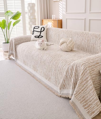 Chenille Loveseat Slipcover - Machine Washable & Non-Slip Protector