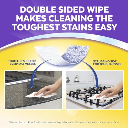 Lysol Dual Action Disinfectant Wipes, Multi-Surface Antibacterial Scrubbing Wipes, Dorm Room Essentials, Citrus Scent, 75ct (Pack of 4), Packaging May Vary
