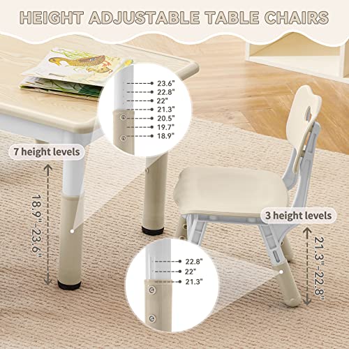 Adjustable Kids Study Table and Chair Set with Graffiti Desktop