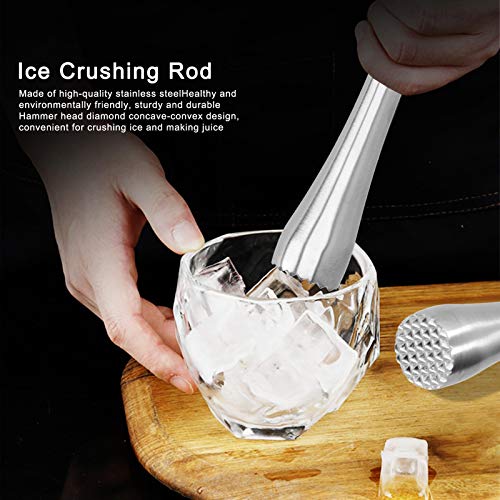 8-Inch Stainless Steel Cocktail Muddler - Heavy Duty Bar Tool for Fruit & Ice Crushing