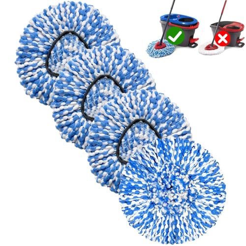 Microfiber Spin Mop Refill Heads (4 Pack) - Washable 2-Tank System Replacements