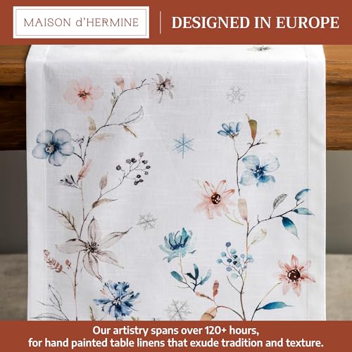 Maison d' Hermine Ice Florals Table Runner 14.5" x 36" Cotton Holiday Decor