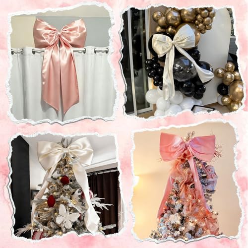 Giant Pink Satin Bow Wall Decor - 40x24 Oversized Coquette Room Decor