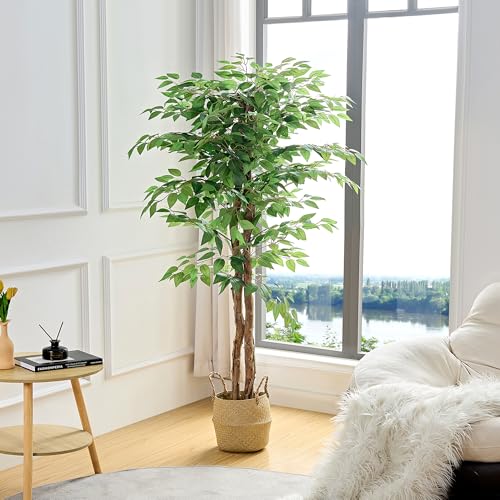5FT Faux Ficus Tree with Sturdy Pot - Indoor Outdoor Decor