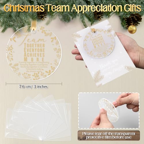 Kasyat 80-Set Christmas Team Ornament Gifts for Colleagues – Acrylic Ornaments + Cards + Bags