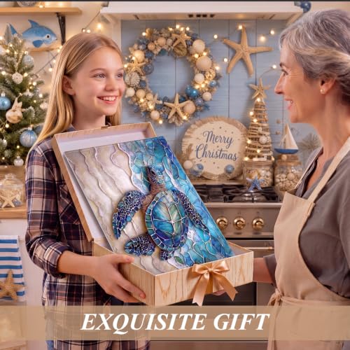 Acellegic Sea Turtle Glass Cutting Board 11x15 Inch Large Tempered Kitchen Decor