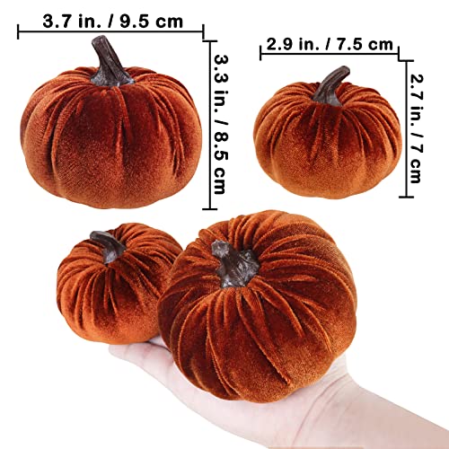 16 Pcs Small Velvet Pumpkins Set - Rustic Fall Harvest Table Decor