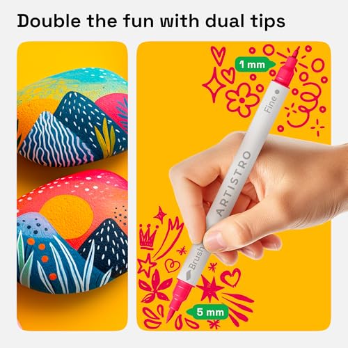 ARTISTRO 24 Acrylic Dual-Tip Glass Marker Pens for Wine Glasses - Craft & Art Supplies
