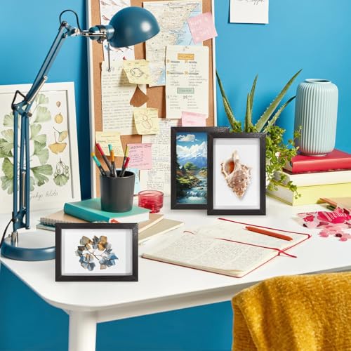 5-Pack 4x6 Shadow Box Frame Set, Wood Display Case with Acrylic Front