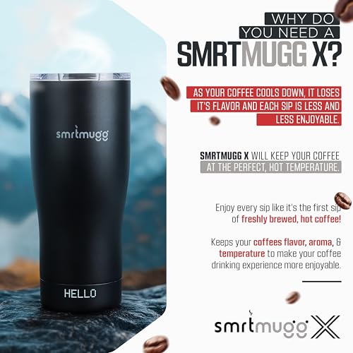SmrtMugg X Heated Coffee Mug 19oz Black with LCD Screen & 8-Hour Battery