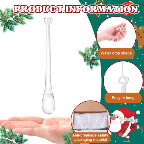 100PCS Clear Acrylic Christmas Teardrop Ornaments - Hanging Raindrop Decor