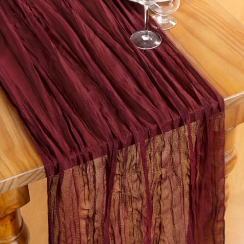 DeZerlor Burgundy Cheesecloth Table Runner 1 Pack 35 x 120 in