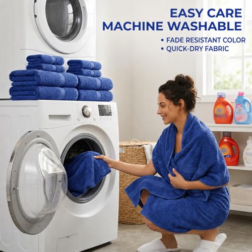Soft Absorbent Cotton Blend Bath Towel Set - 18 or 12-Piece Set, 450 GSM